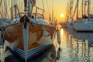 bateau amarré au port avec un ciel dégagé