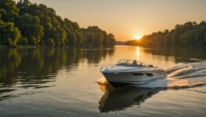 Bateau électrique prêt à naviguer sur une rivière