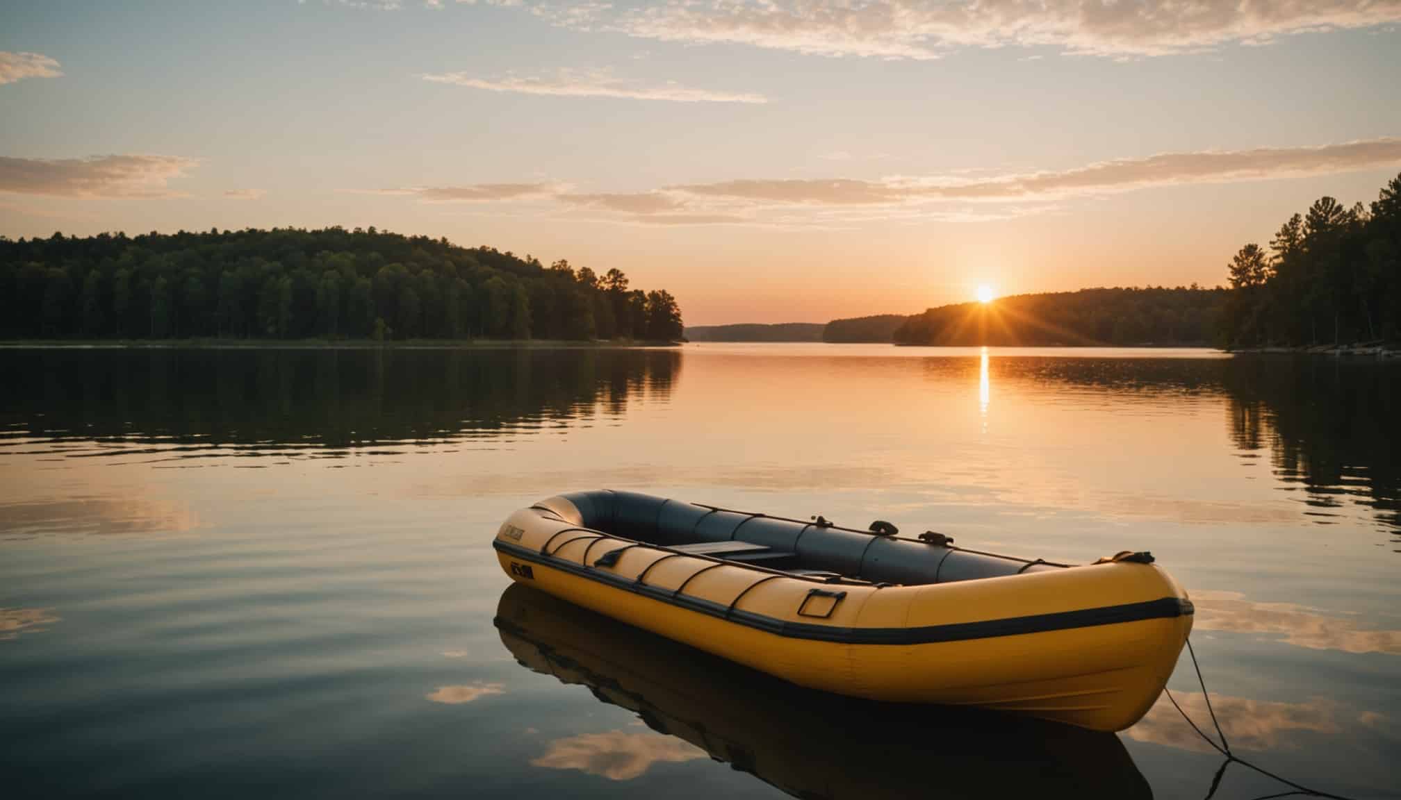 Bateau gonflable pour quatre personnes sur l'eau  
Bateau léger et spacieux idéal pour les sorties nautiques