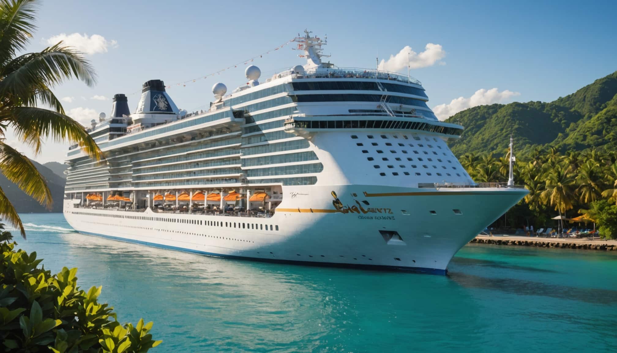 Navire de croisière vibrant au large des côtes