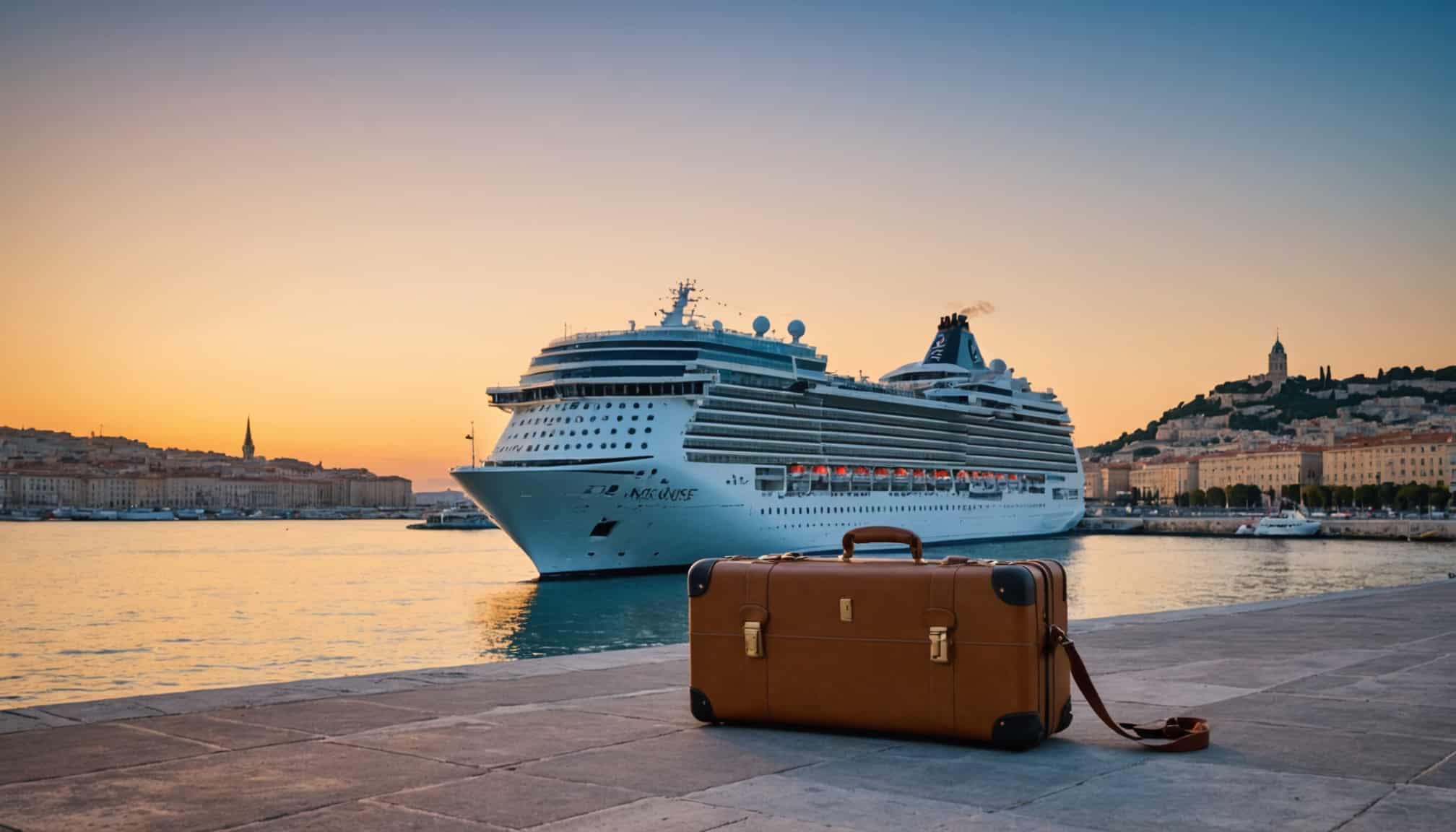 Navire de croisière au port de Marseille sous le soleil