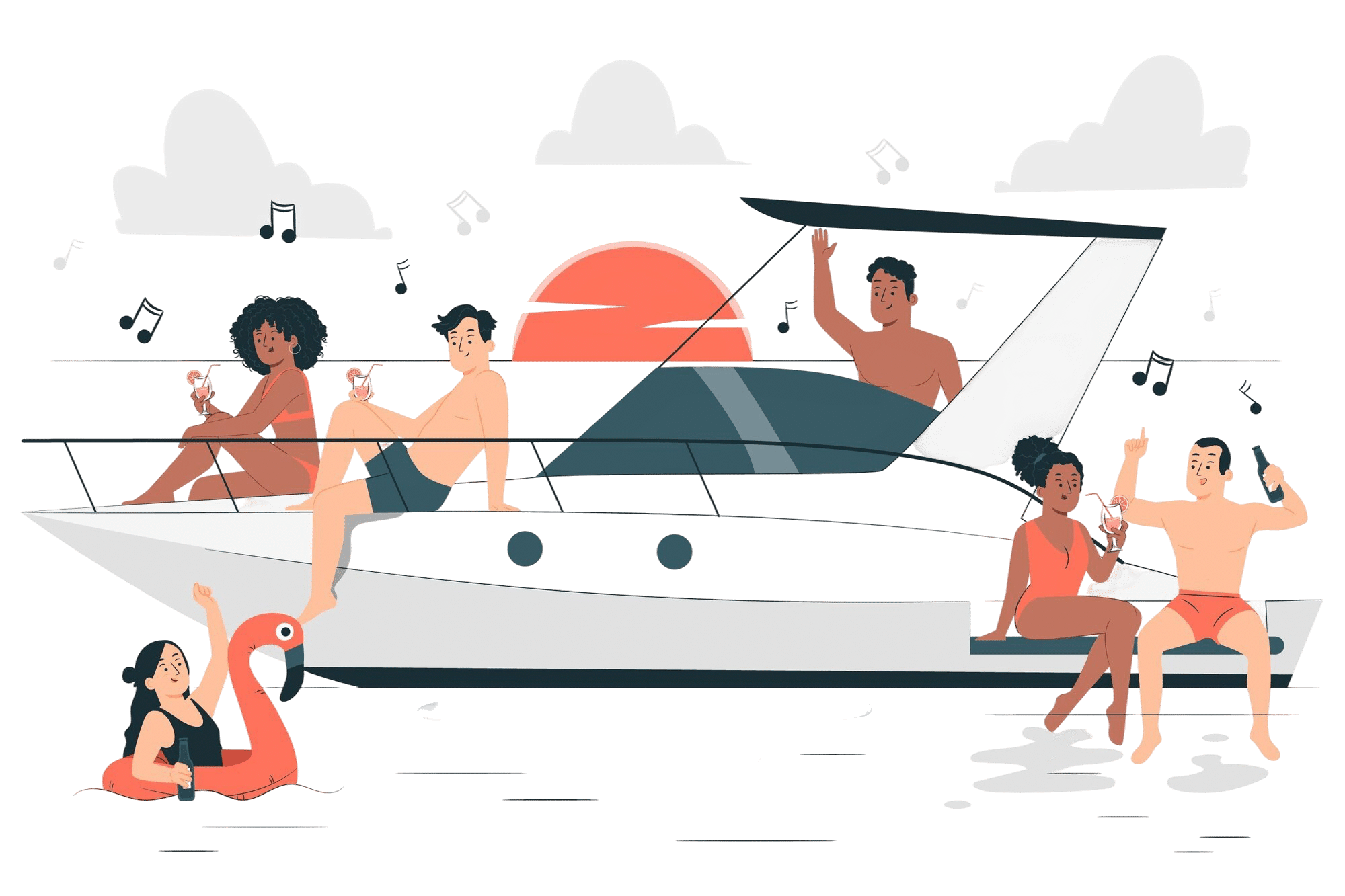 boat party concept illustration